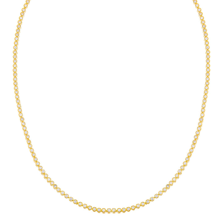 Gold / 3 MM CZ Bezel Necklace - Adina Eden's Jewels