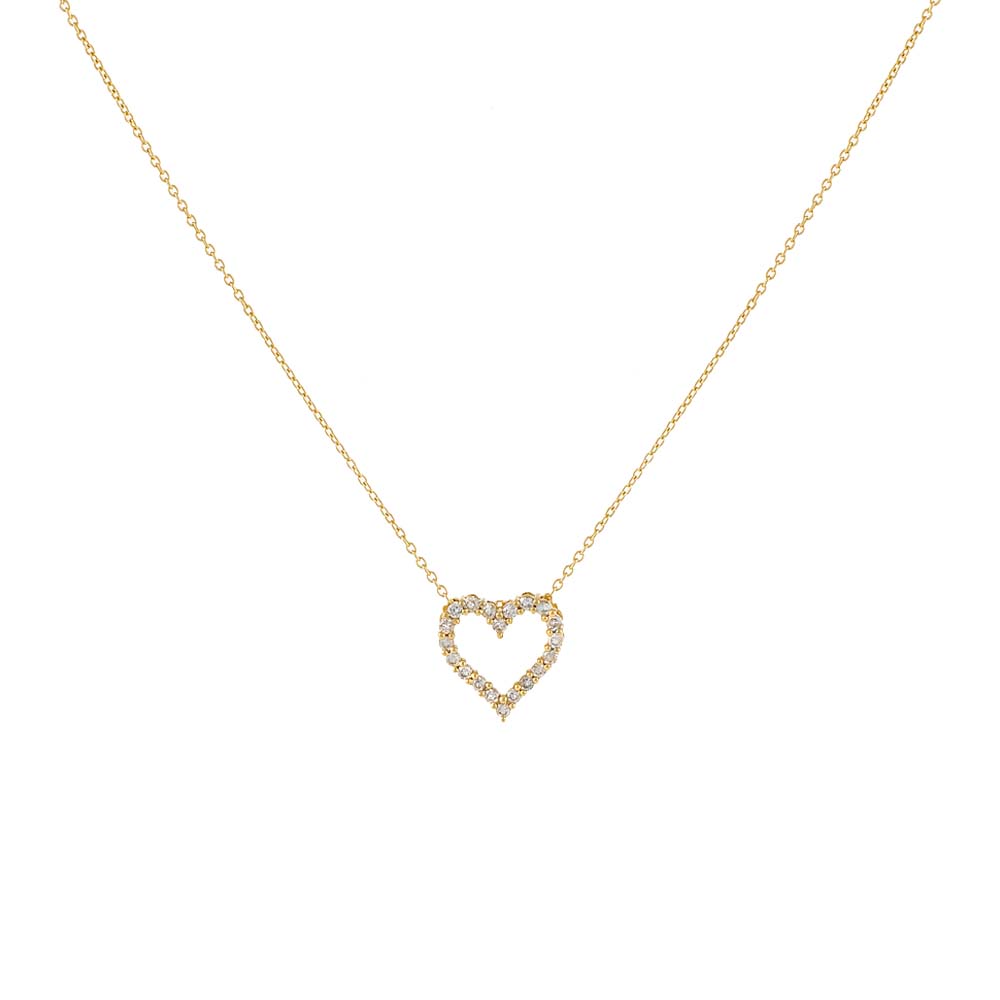 14K Gold Classic Diamond Heart Necklace 14K - Adina Eden's Jewels