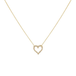 14K Gold Classic Diamond Heart Necklace 14K - Adina Eden's Jewels
