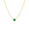 Emerald Green Mini Heart Paper Clip Necklace - Adina Eden's Jewels