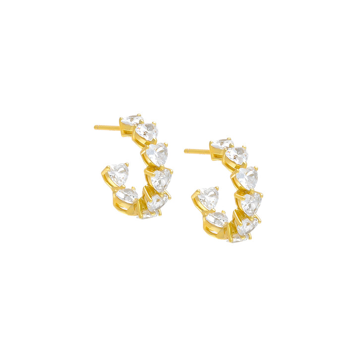 Gold Multi CZ Heart Hoop Earring - Adina Eden's Jewels