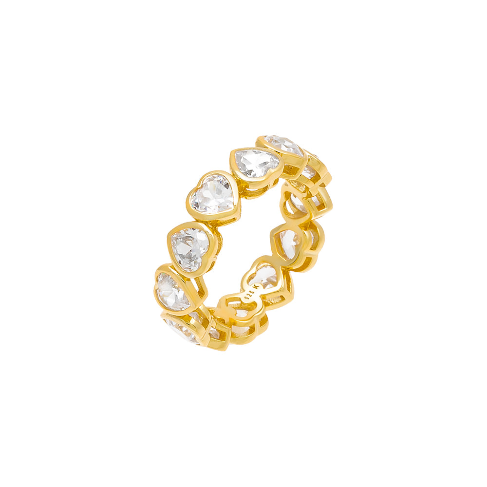 Gold / 6 Colored Bezel Heart Eternity Band - Adina Eden's Jewels