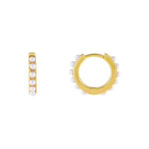 Pearl White / 13 MM Pearl Huggie Earring - Adina Eden's Jewels