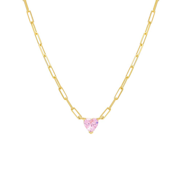 Dusty Pink Mini Heart Paper Clip Necklace - Adina Eden's Jewels