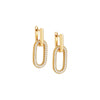 Gold / Pair Solid/Pave Elongated Open Link Drop Huggie Earring - Adina Eden's Jewels