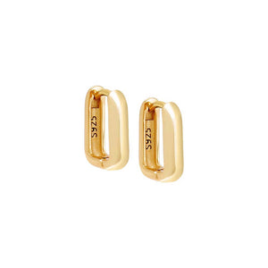 Gold / Pair Solid Wide Square Hoop Earring - Adina Eden's Jewels
