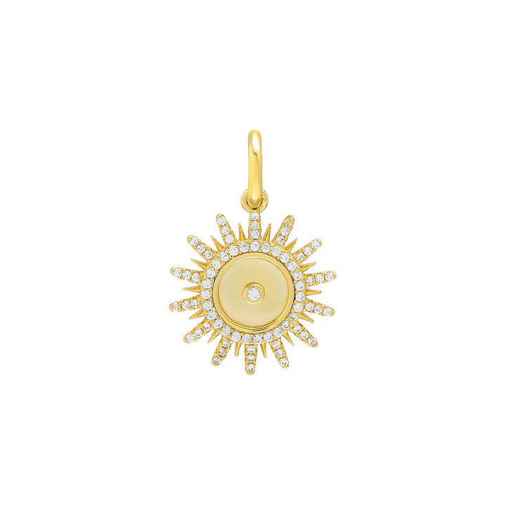Gold / 17MM Pavé / Solid Spike Medallion Necklace Charm - Adina Eden's Jewels