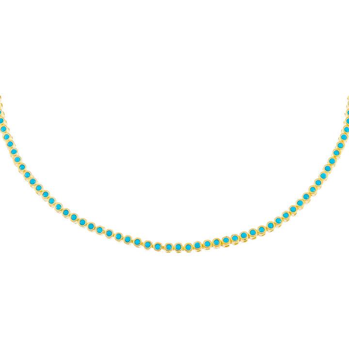 Turquoise / 2 MM CZ Bezel Choker - Adina Eden's Jewels