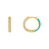 Turquoise Mini CZ X Enamel Huggie Earring - Adina Eden's Jewels