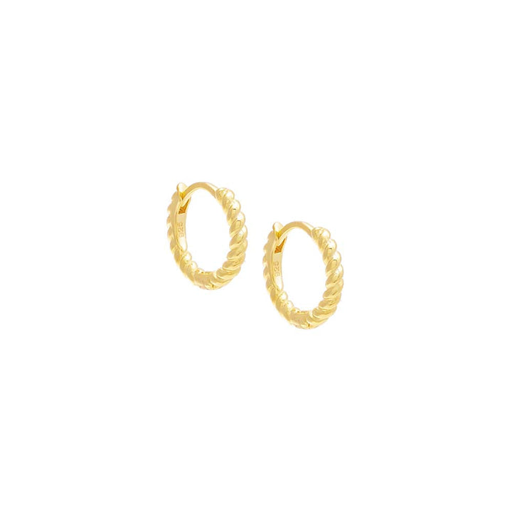 Gold / 11MM Thin Twisted Huggie Earrings - Adina Eden's Jewels