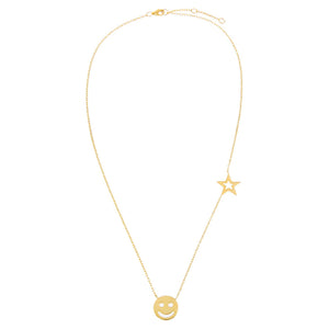  Smiley Face X Star Necklace - Adina Eden's Jewels