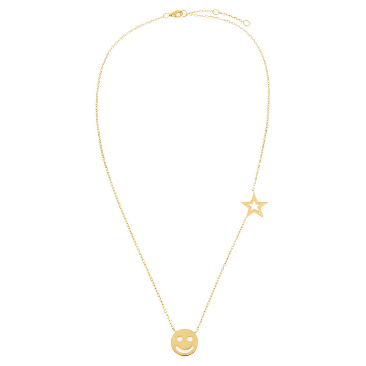  Smiley Face X Star Necklace - Adina Eden's Jewels