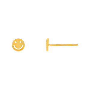 Gold Smiley Face Stud Earring - Adina Eden's Jewels