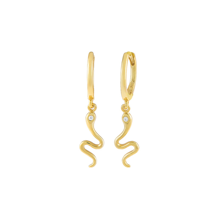 Gold CZ Snake Drop Huggie Earring - Adina Eden's Jewels