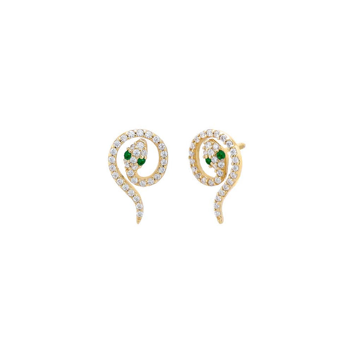 Emerald Green / Pair Pavé Serpent Loop Stud Earring - Adina Eden's Jewels