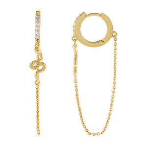 Gold CZ Snake Chain Huggie Earring - Adina Eden's Jewels