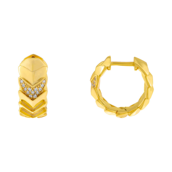 Gold CZ Chevron Hoop Earring - Adina Eden's Jewels