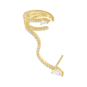  Pavé Teardrop Wrap Ear Cuff X Stud Earring - Adina Eden's Jewels