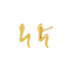 Gold Tiny Solid Serpent Stud Earring - Adina Eden's Jewels