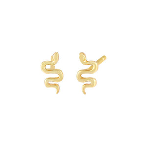 Gold Mini Solid Snake Stud Earring - Adina Eden's Jewels