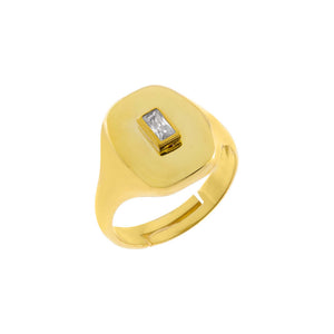 Gold / 7 CZ Baguette Signet Ring - Adina Eden's Jewels