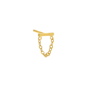 Gold / Single Tiny Bar Chain Stud Earring - Adina Eden's Jewels