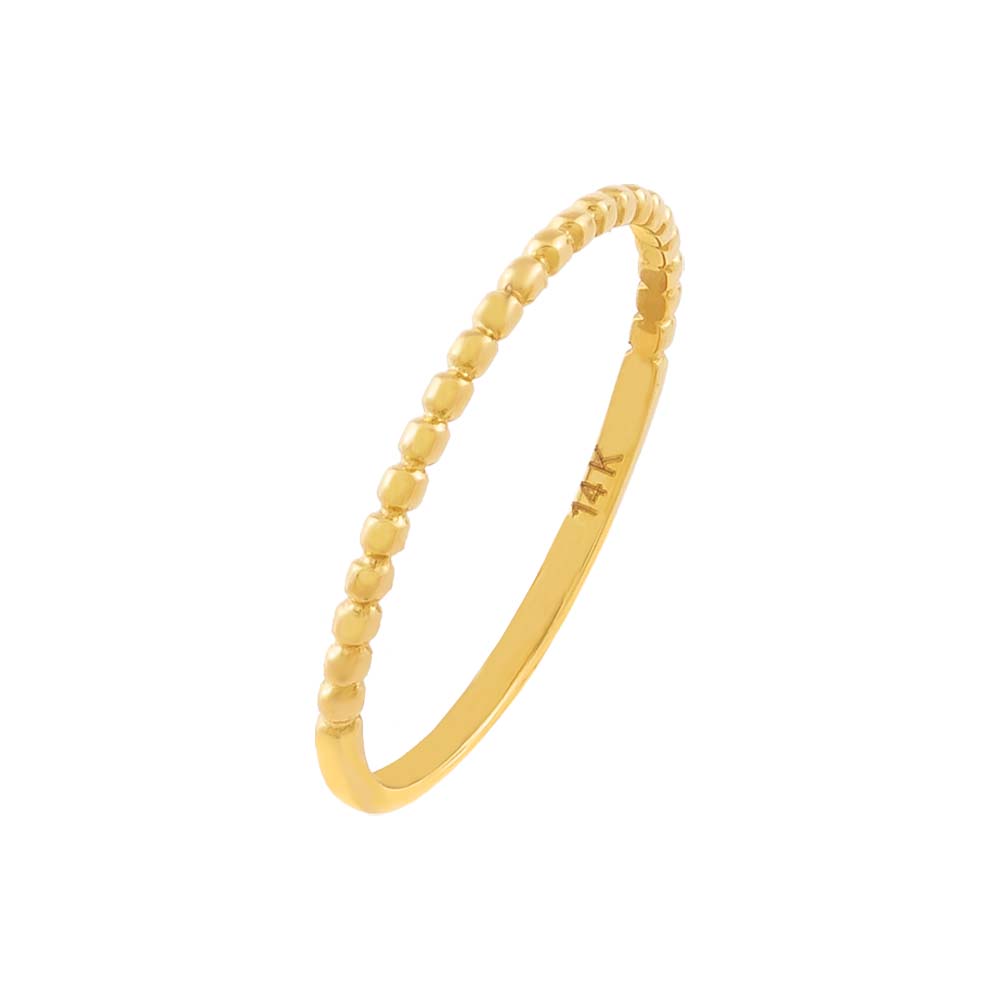 14K Gold / 3 Half Beaded Pinky Ring 14K - Adina Eden's Jewels