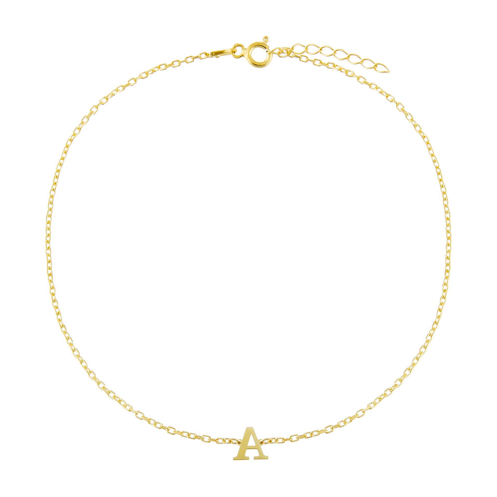 Gold / A Uppercase Initial Anklet - Adina Eden's Jewels