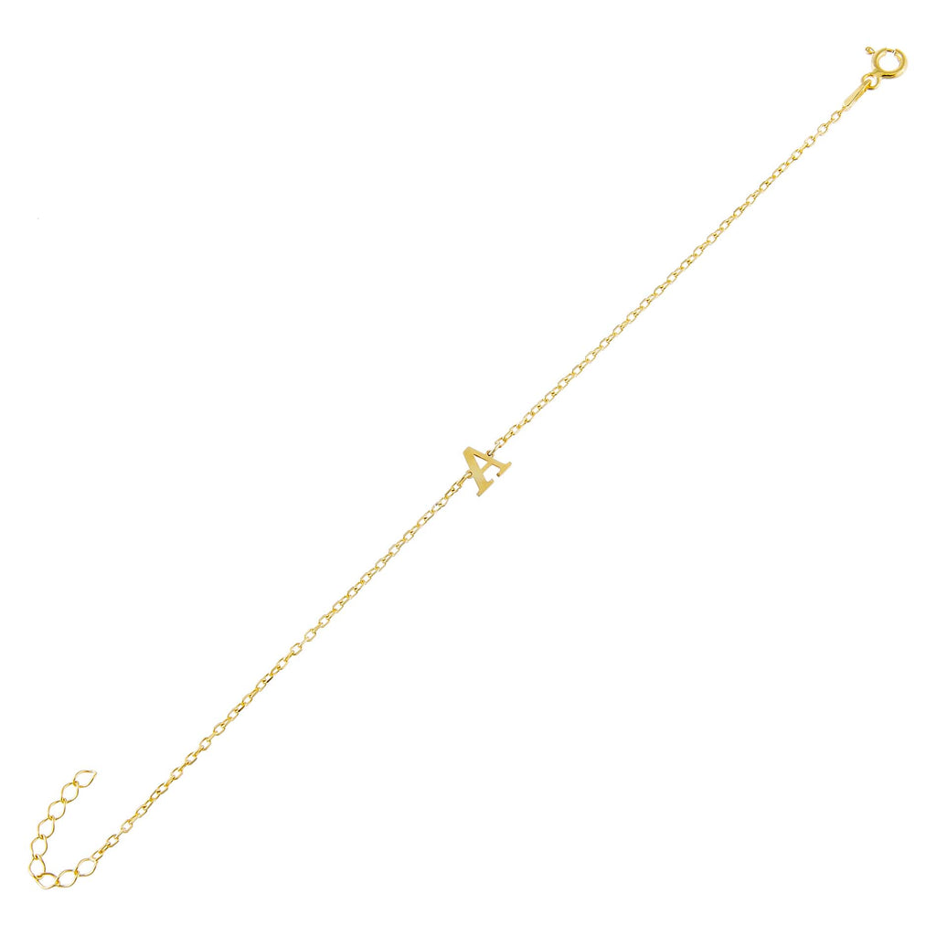 Gold / A Uppercase Solid Initial Bracelet - Adina Eden's Jewels