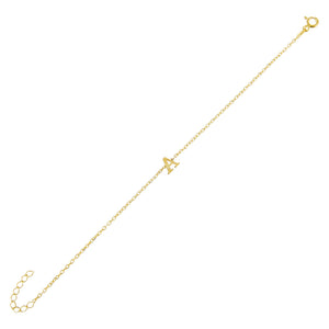 Gold / A Uppercase Solid Initial Bracelet - Adina Eden's Jewels