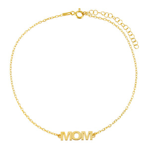 Gold Mom Nameplate Anklet - Adina Eden's Jewels