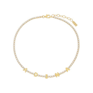 Gold Solid Name Tennis Anklet - Adina Eden's Jewels