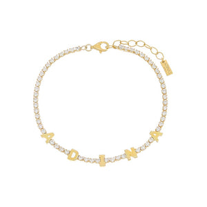 Gold Solid Name Tennis Bracelet - Adina Eden's Jewels