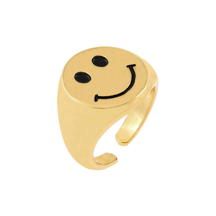 Gold Smiley Face Ring - Adina Eden's Jewels
