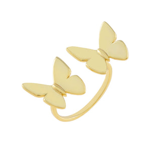 Gold Solid Double Butterfly Ring - Adina Eden's Jewels