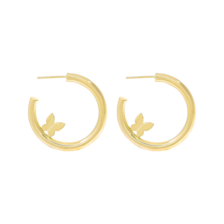  Butterfly Hollow Hoop Earring - Adina Eden's Jewels