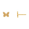 14K Gold Solid Ridged Butterfly Stud Earring 14K - Adina Eden's Jewels