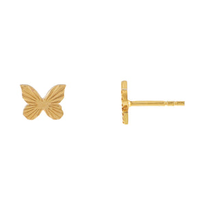 14K Gold Solid Ridged Butterfly Stud Earring 14K - Adina Eden's Jewels