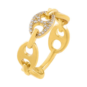 Gold / 7 CZ x Solid Mariner Link Ring - Adina Eden's Jewels