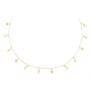 Gold Solid Celestial Dangling Charm Choker - Adina Eden's Jewels