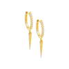 Gold Pavé Dangling Spike Huggie Earring - Adina Eden's Jewels