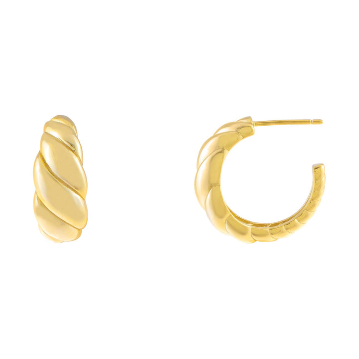 Gold Puffed Braided Hoop Earring - Adina Eden's Jewels