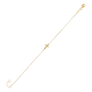 14K Gold Solid Cross Bracelet 14K - Adina Eden's Jewels