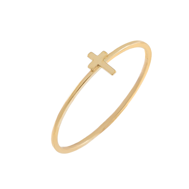 14K Gold / 6 Mini Cross Ring 14K - Adina Eden's Jewels