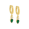 Emerald Green / Pair Colored Dangling Marquise Bezel Huggie Earring - Adina Eden's Jewels