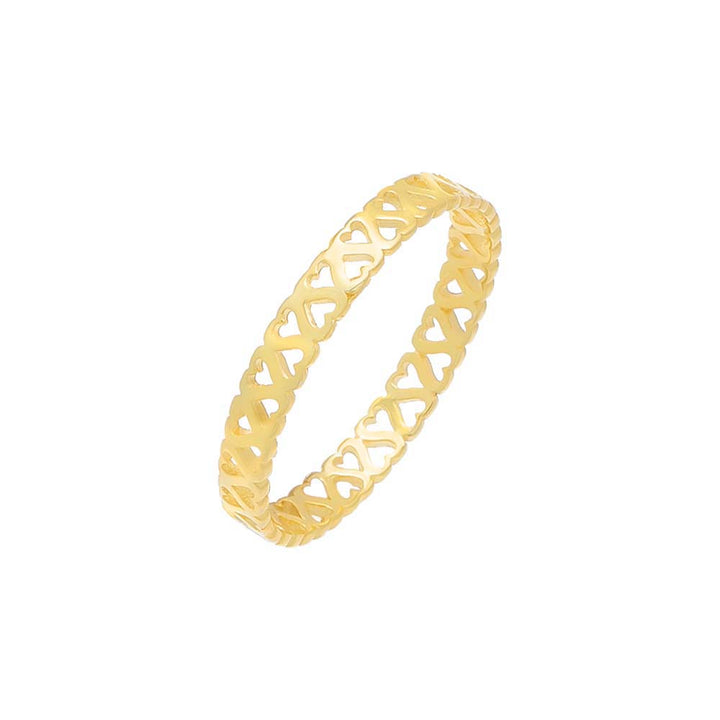 Gold / 5 Thin Solid Open Heart Eternity Band - Adina Eden's Jewels