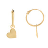 14K Gold Solid Heart Hoop Earring 14K - Adina Eden's Jewels
