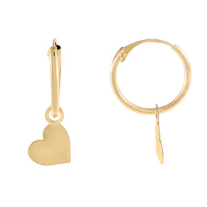 14K Gold Solid Heart Hoop Earring 14K - Adina Eden's Jewels