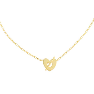 Gold Open Heart Toggle Link Necklace - Adina Eden's Jewels