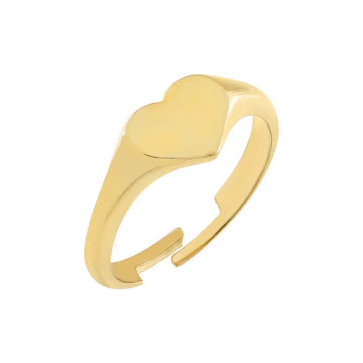 Gold Solid Heart Adjustable Ring - Adina Eden's Jewels